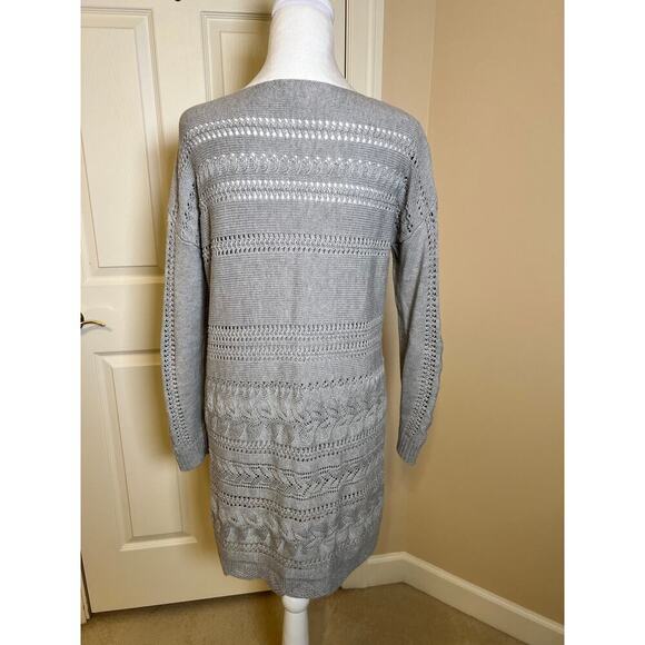 Sundance Silk Blend Sweater Dress Long Sleeve Open Knit Grey/Taupe Small Petite - Picture 4 of 6